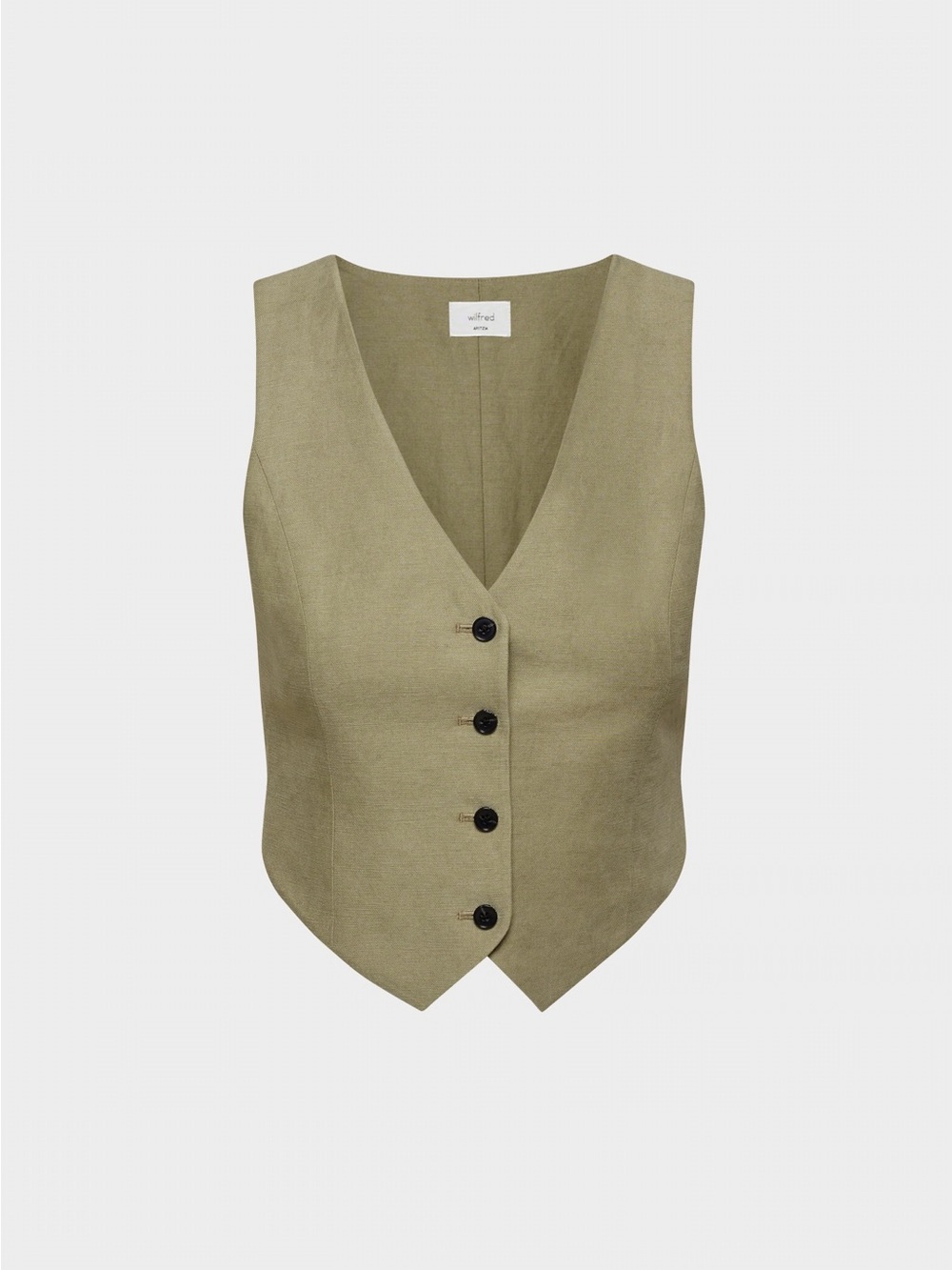 Wilfred Olive Green V-Neck Button Vest